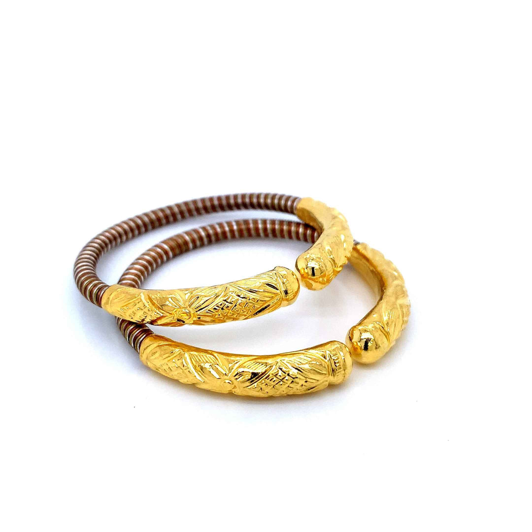 24K YG Pancharatna Bangle-1pair