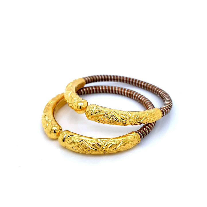 24K YG Pancharatna Bangle-1pair