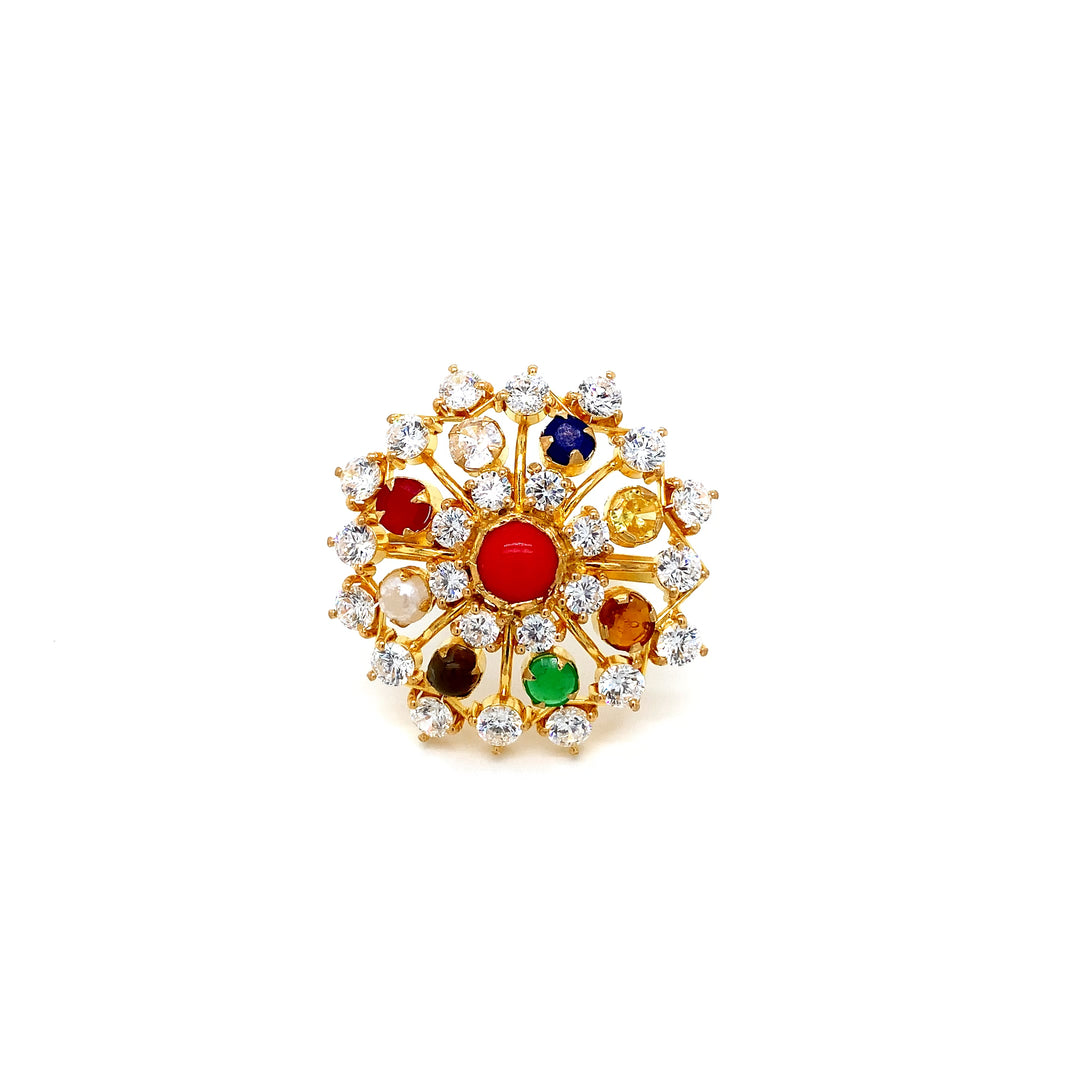 22K YG Navaratna Ring-1pc