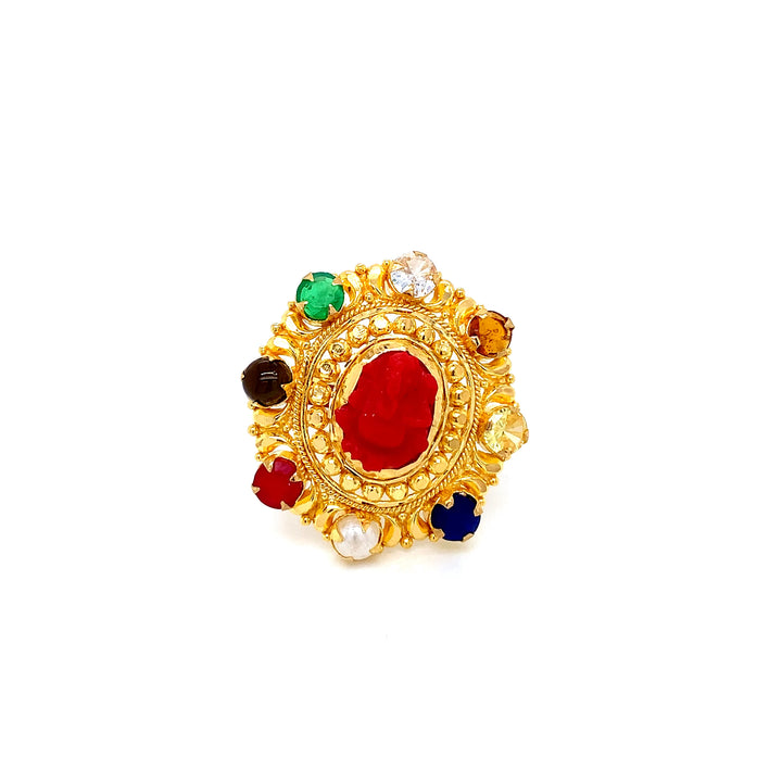 22K YG Navaratna Ring-1pc