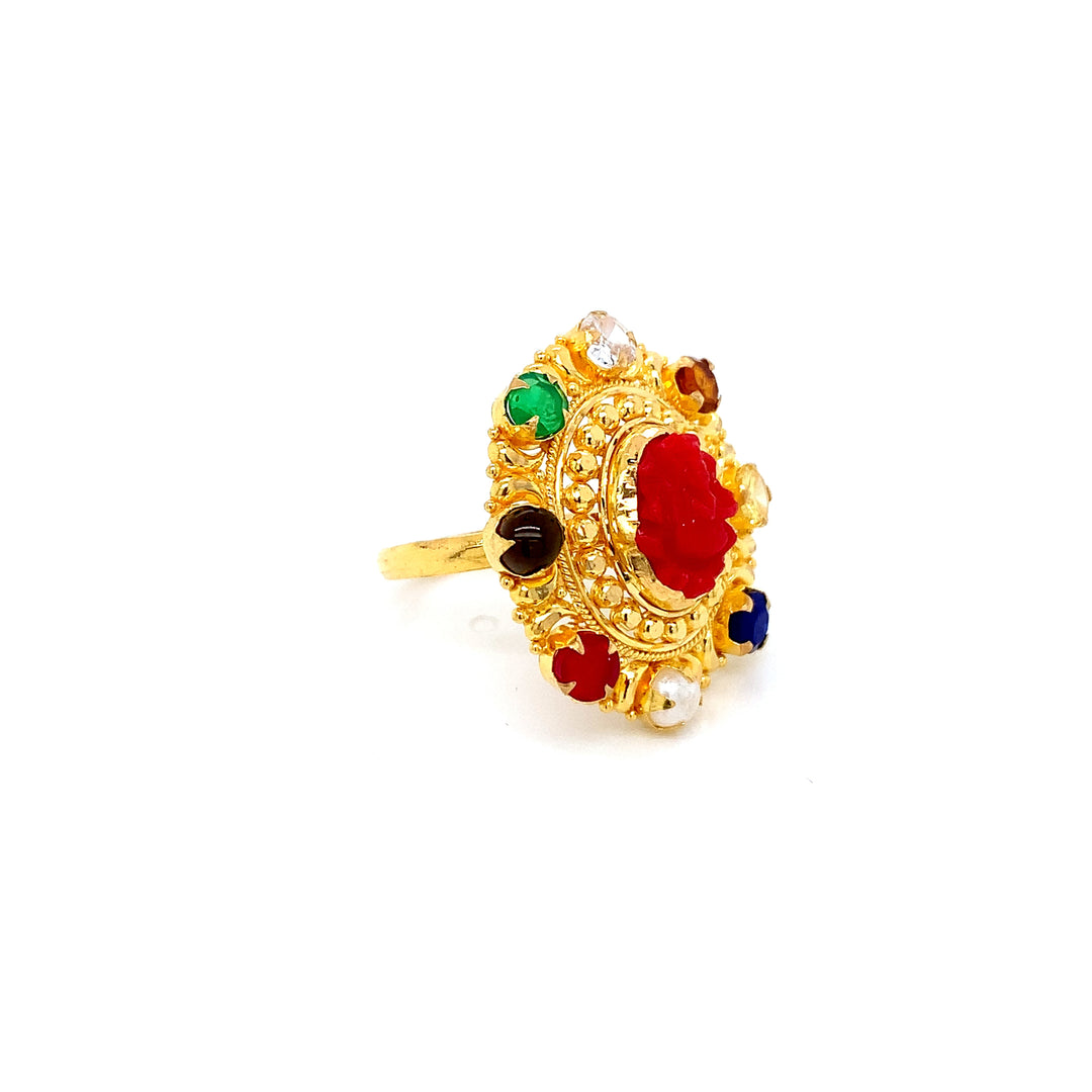 22K YG Navaratna Ring-1pc