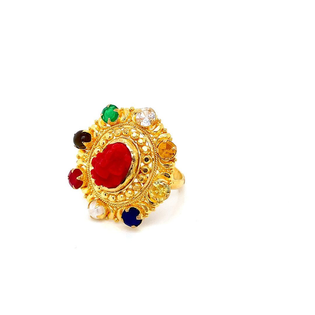 22K YG Navaratna Ring-1pc