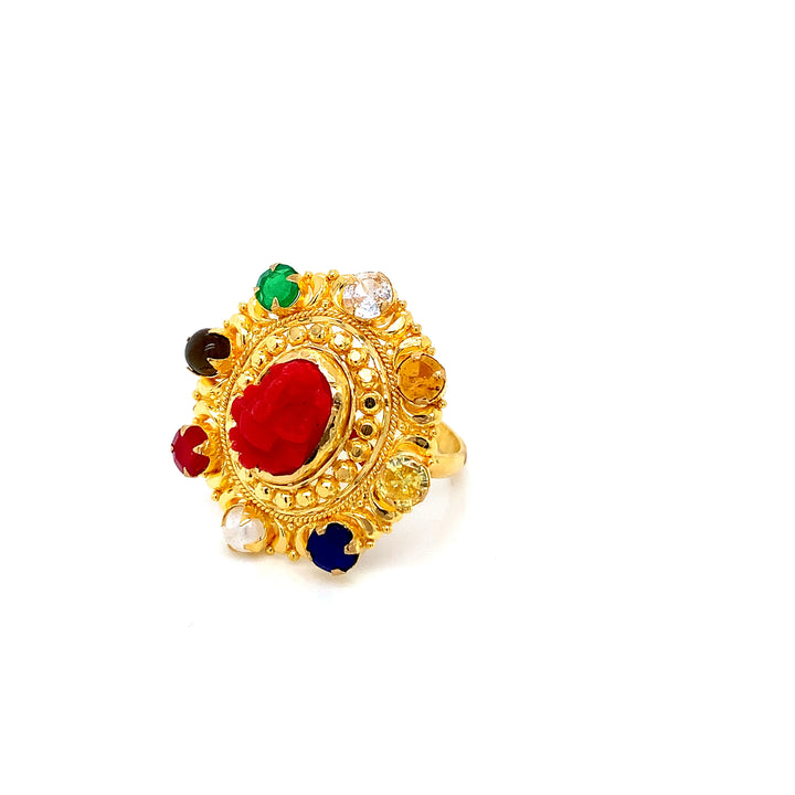 22K YG Navaratna Ring-1pc