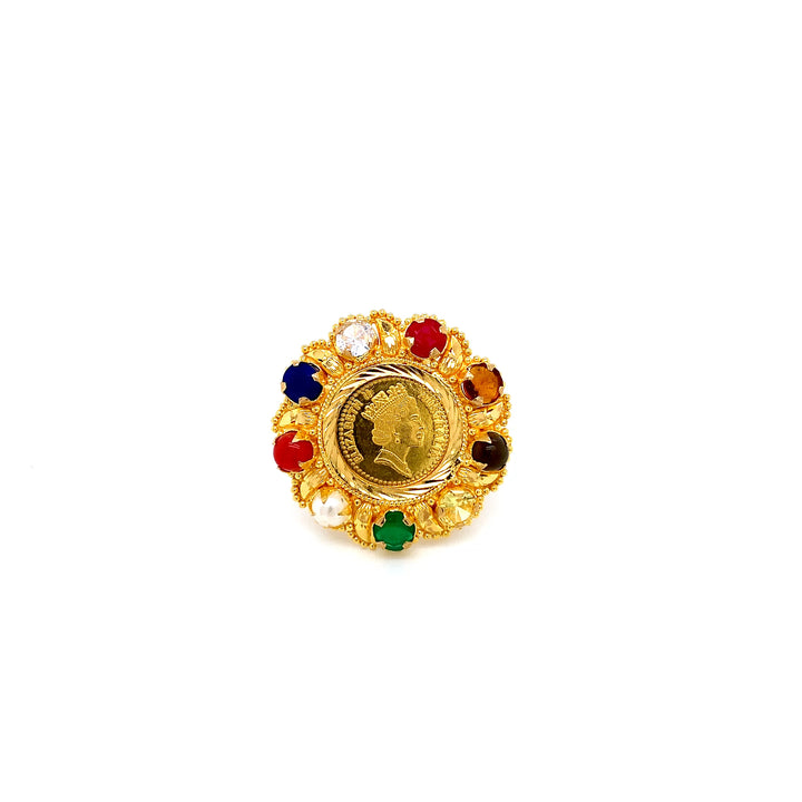 22K, 24K YG Navaratna Ring-1pc
