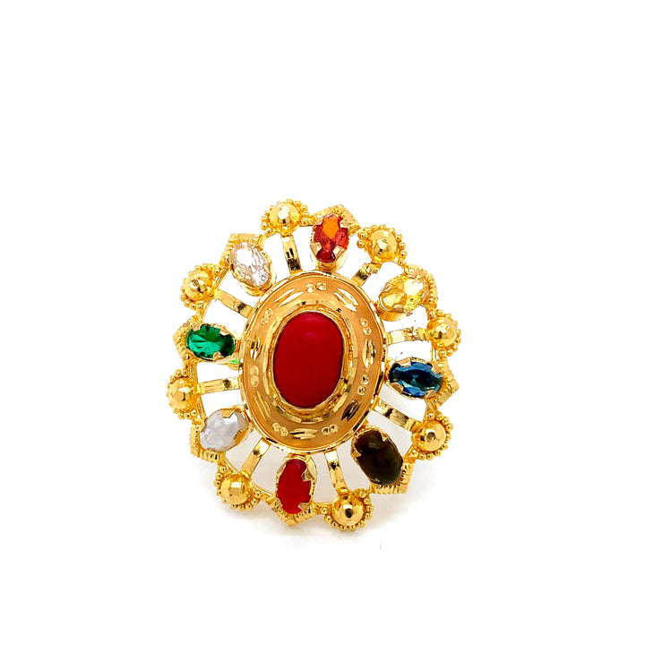 22K YG Navaratna Ring-1pc