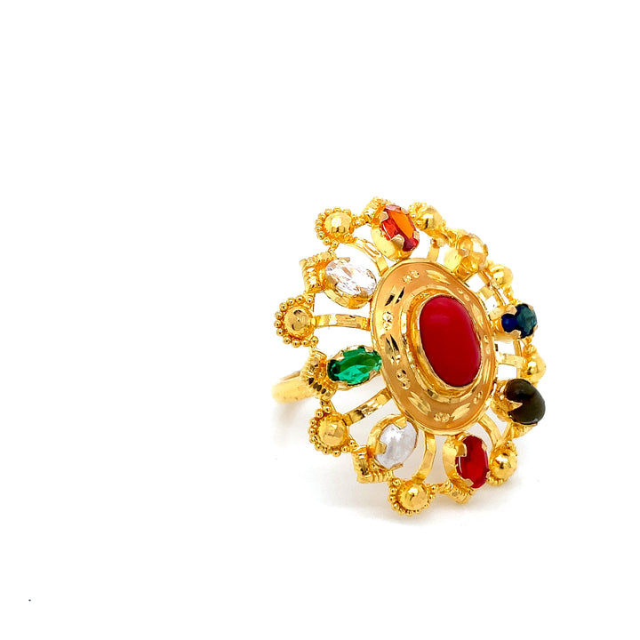 22K YG Navaratna Ring-1pc
