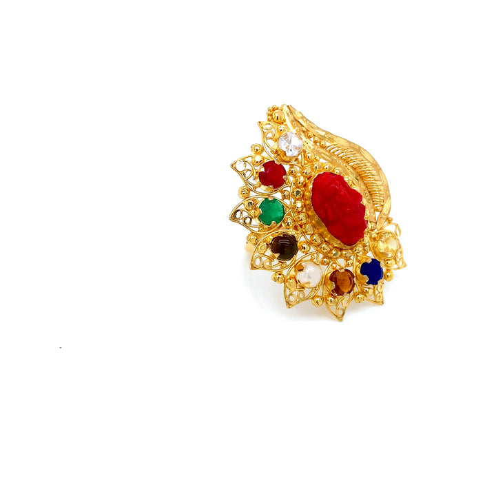 22K YG Navaratna Ring-1pc