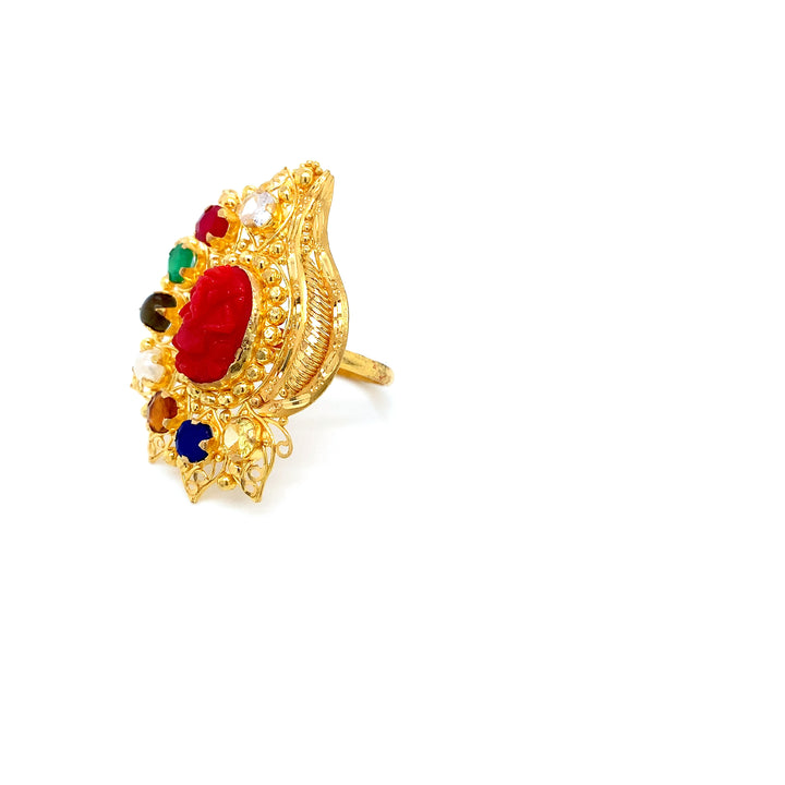 22K YG Navaratna Ring-1pc