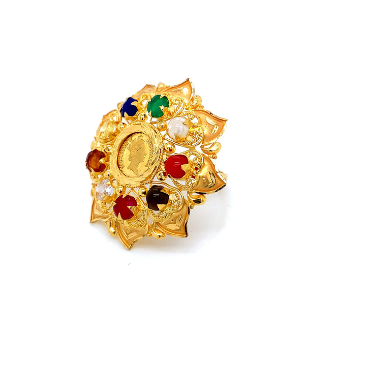 22K YG Navaratna Ring-1pc