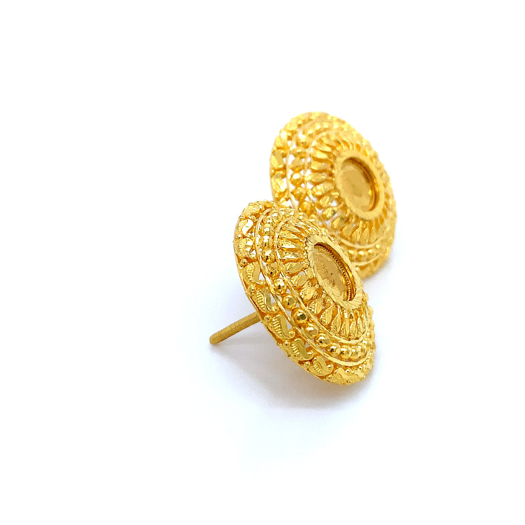 24K YG Coin Earring-1pair
