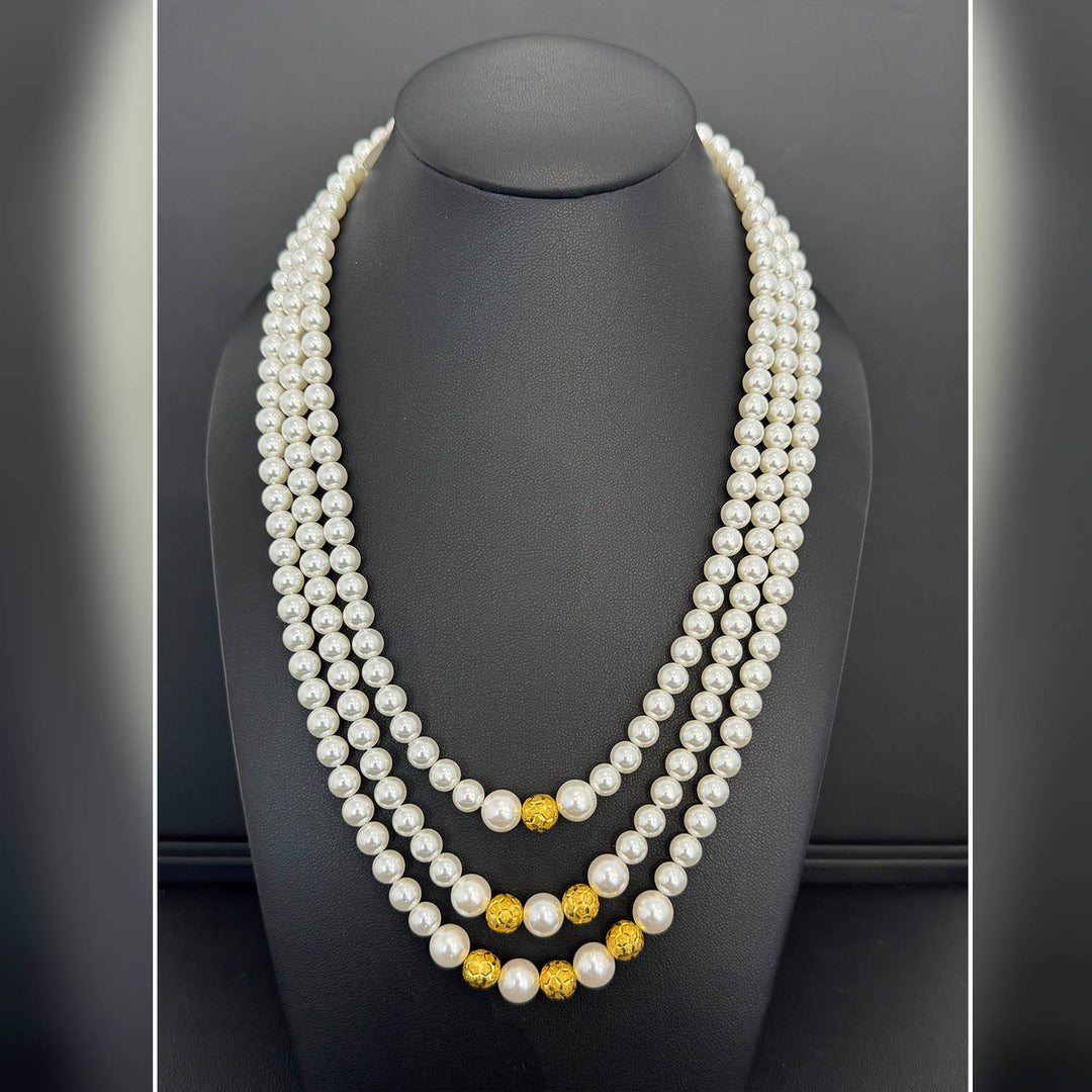 24K YG Ball with Pearl Mala Necklace-1pc