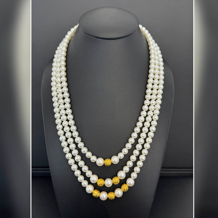 24K YG Ball with Pearl Mala Necklace-1pc
