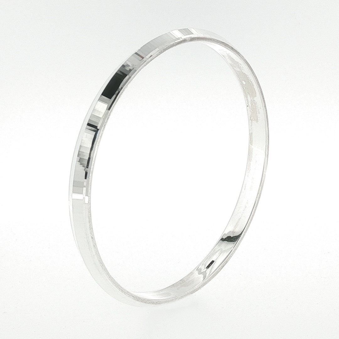 Sterling Silver Beveled Edge Solid Bangle with internal Diameter 66mm