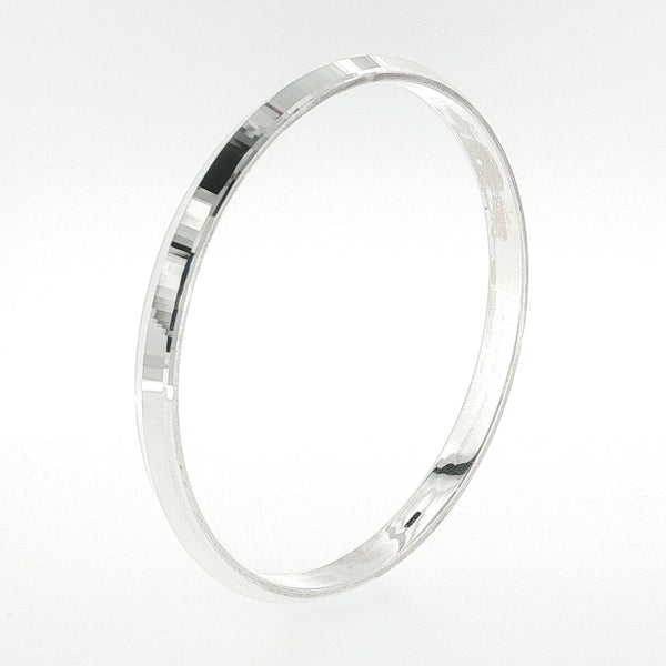 Sterling Silver Beveled Edge Solid Bangle with internal Diameter 66mm