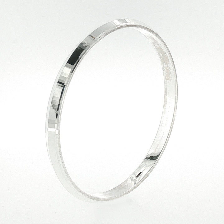 Sterling Silver Beveled Edge Solid Bangle with internal Diameter 66mm