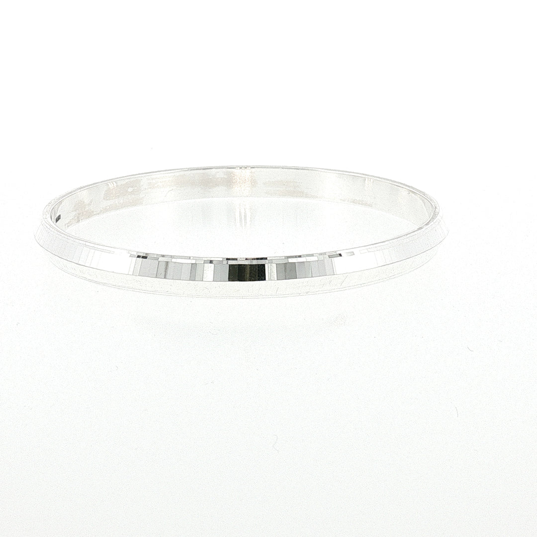 Sterling Silver Beveled Edge Solid Bangle with internal Diameter 66mm