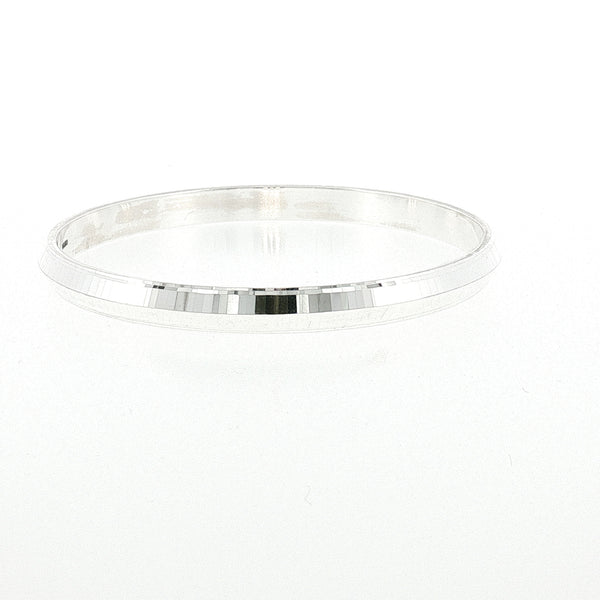 Sterling Silver Beveled Edge Solid Bangle with internal Diameter 66mm