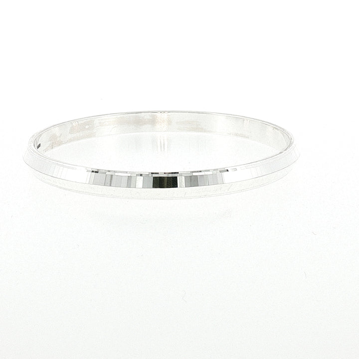 Sterling Silver Beveled Edge Solid Bangle with internal Diameter 66mm