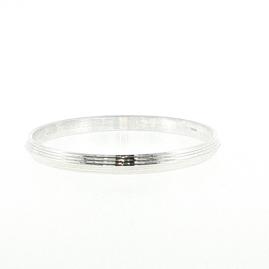 Sterling Silver Solid Diamond cut Bangle with internal Diameter 63mm
