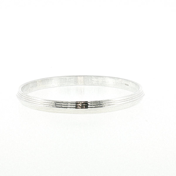 Sterling Silver Solid Diamond cut Bangle with internal Diameter 63mm