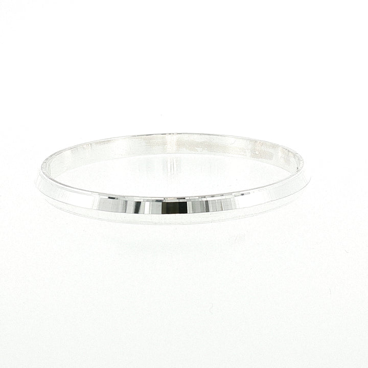 Sterling Silver Greek Key Engraved Solid Bangle with internal Diameter 68mm
