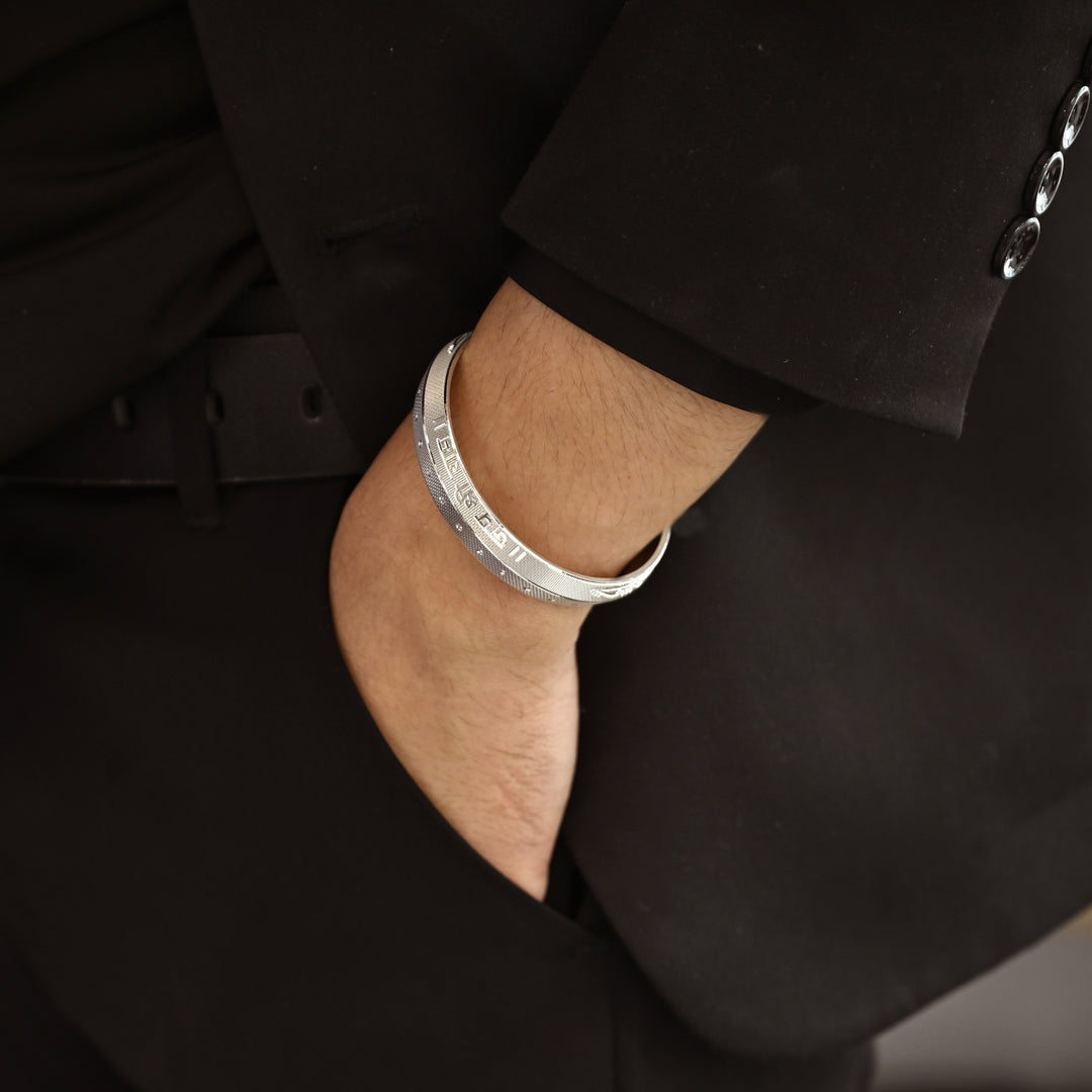 Sterling Silver Solid Jai Shri Ram Bangle with internal Diameter 70mm