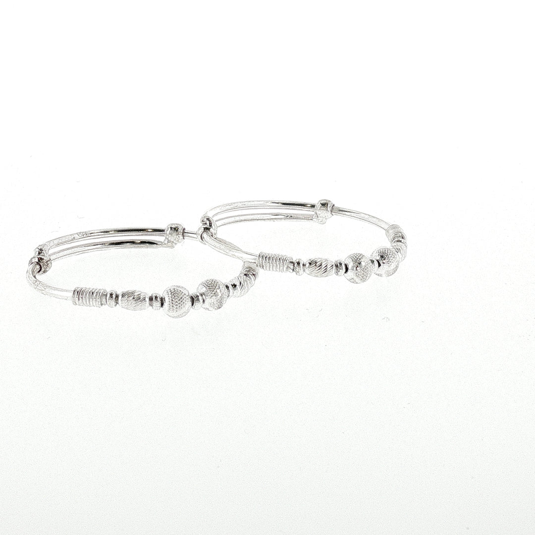 Sterling Silver Adjustable Kids Ball Bangle with internal Diameter 42mm