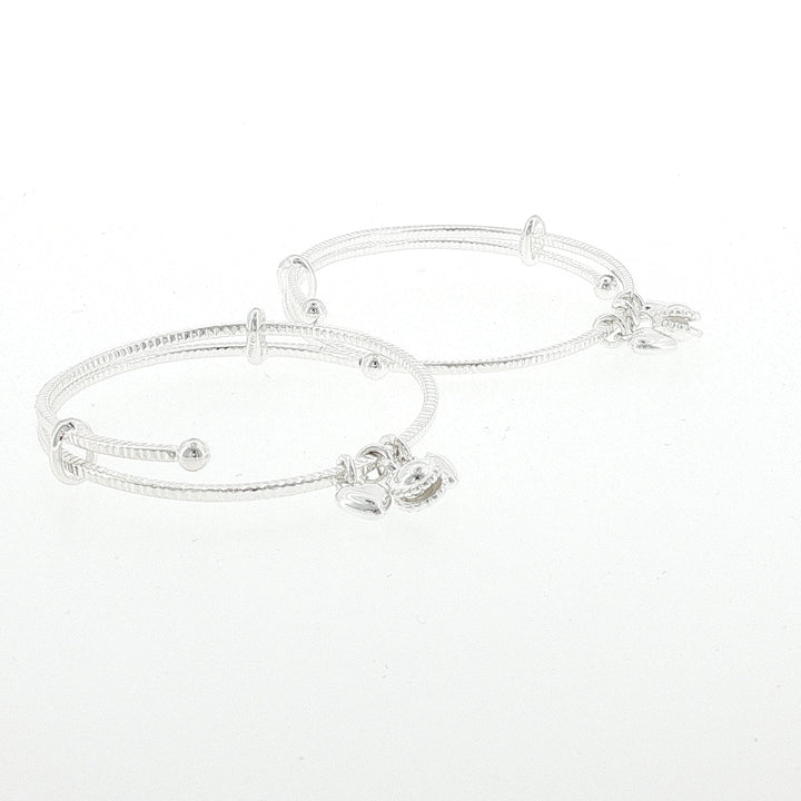Sterling Silver Kids Adjustable 3 Leaf Charms  Bangle with internal Diameter 45mm