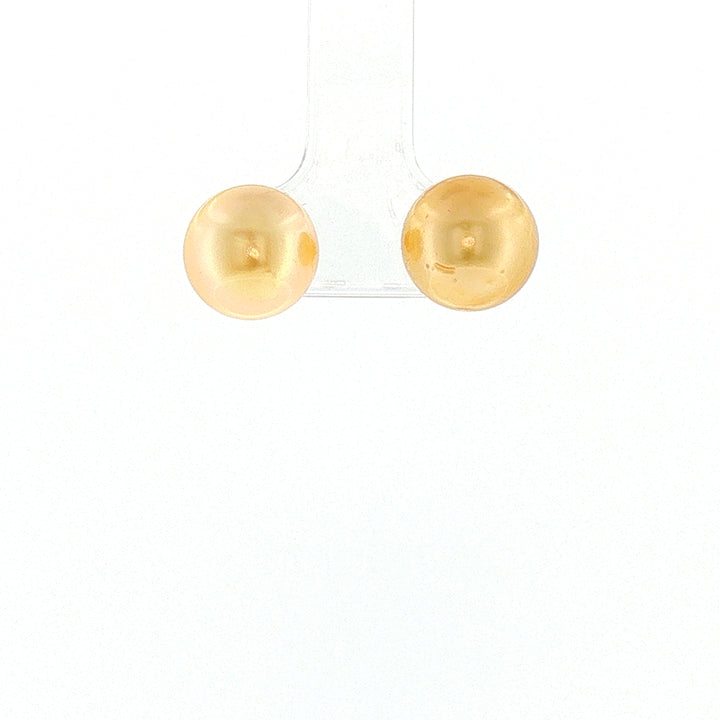 18K YG Push back Stud Earring with 10-10.5mm Golden South Sea Pearl