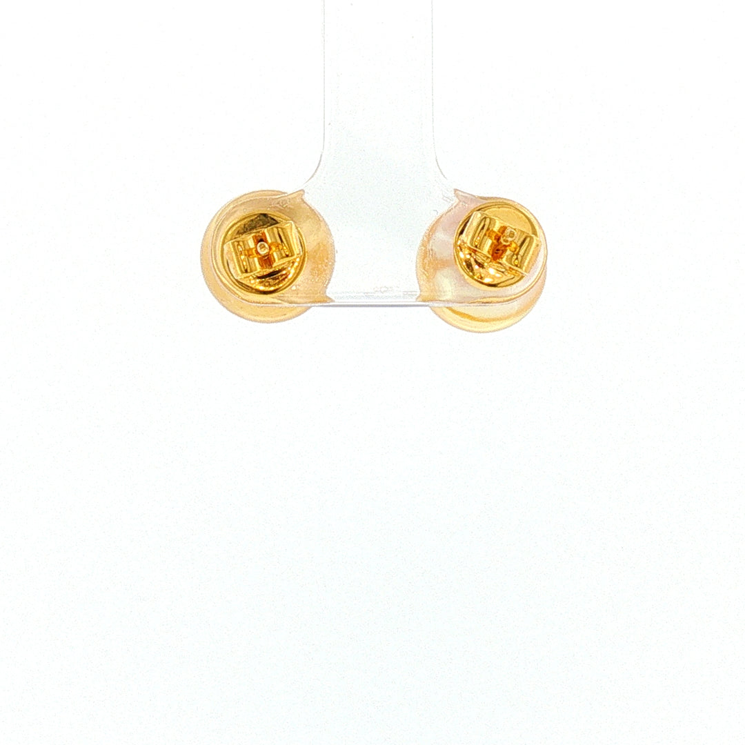 18K YG Push back Stud Earring with 10-10.5mm Golden South Sea Pearl