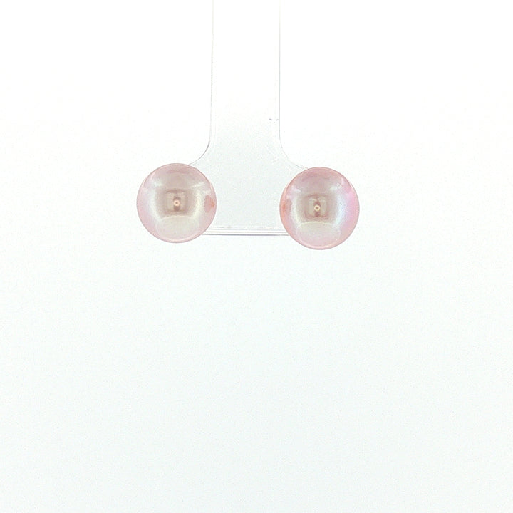 18K YG Push Back Earring with 9-9.5mm Lavender Fresh water pearl Earring