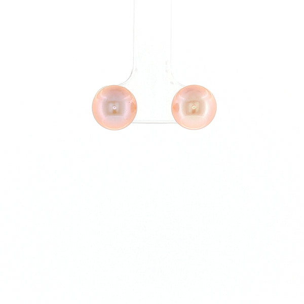 18K YG Push Back Earring with 9-9.5mm Peach Fresh water pearl Earring