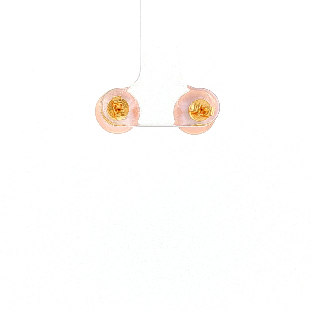 18K YG Push Back Earring with 9-9.5mm Peach Fresh water pearl Earring