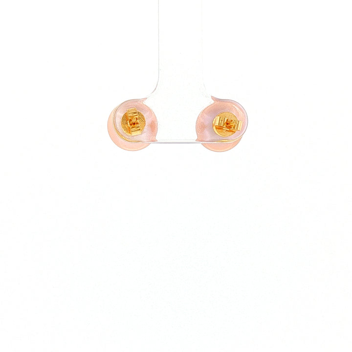 18K YG Push Back Earring with 9-9.5mm Peach Fresh water pearl Earring