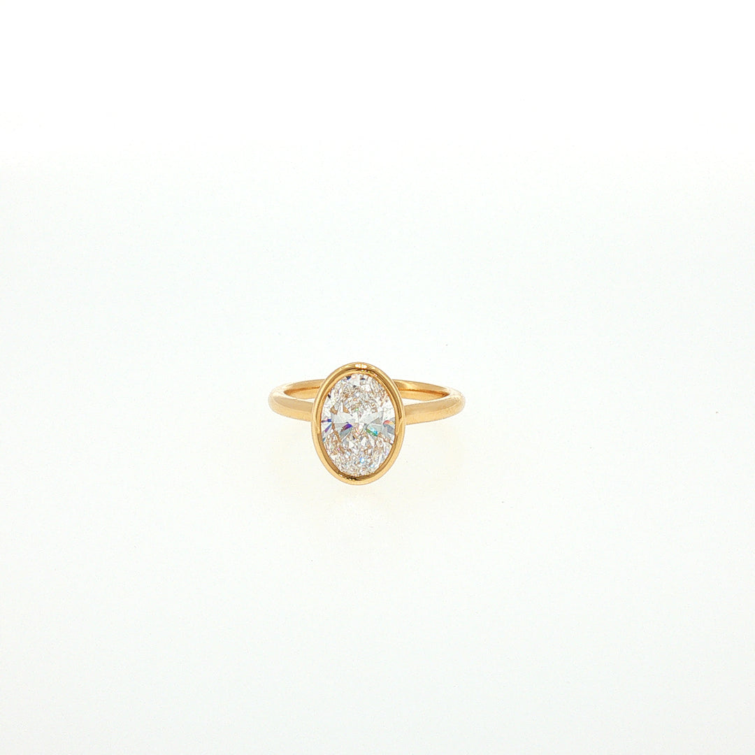18K YG LAb Grown Oval Shape Diamond Ring-1pc