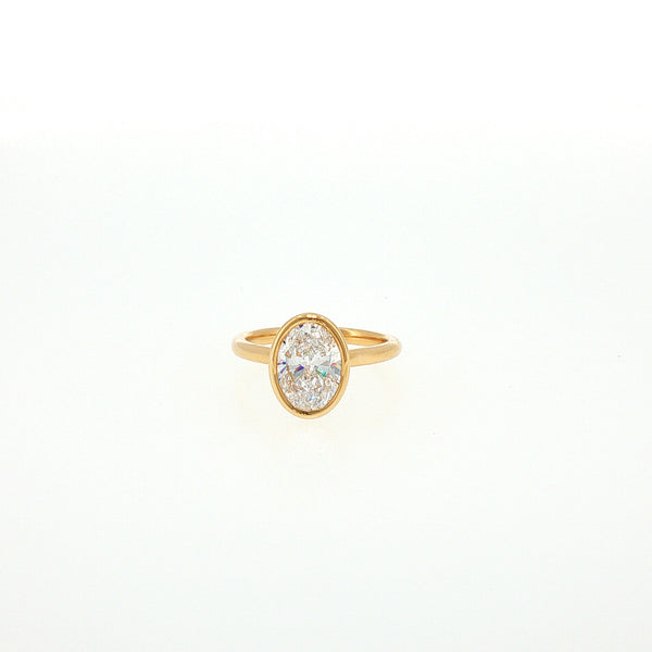 18K YG LAb Grown Oval Shape Diamond Ring-1pc