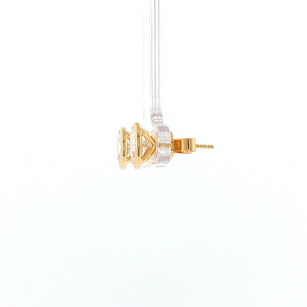 18K YG Bezel Solitaire LAB Oval Shape Diamond Earring