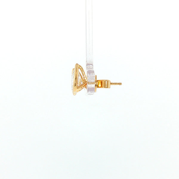 18K YG Bezel Solitaire LAB Pear Shape Diamond Earring