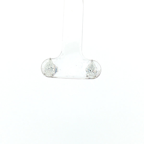 18K WG Solitaire LAB Pear Shape Diamond Earring