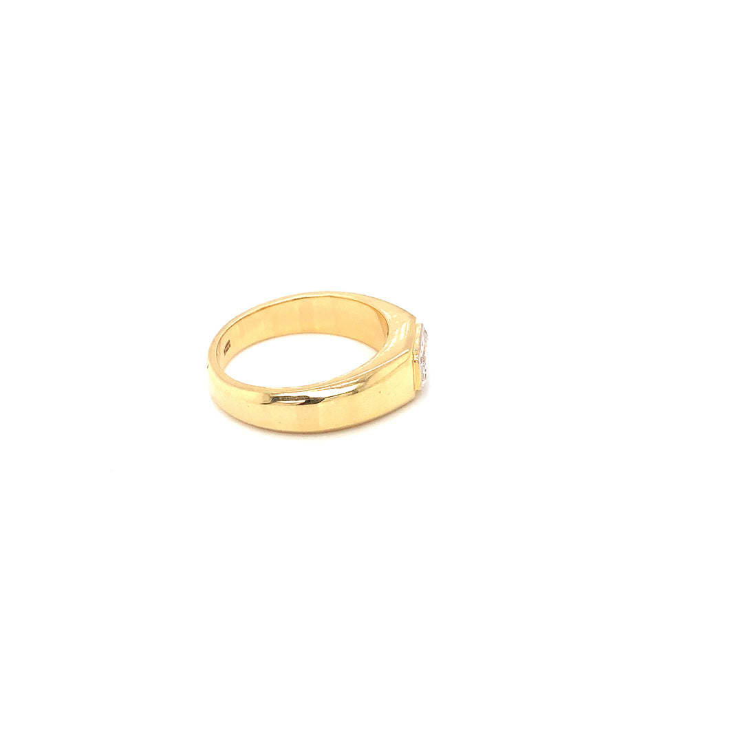 14K YG Mens Lab Grown  Emerald Cut Diamond Ring.