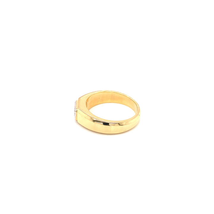 14K YG Mens Lab Grown  Emerald Cut Diamond Ring.