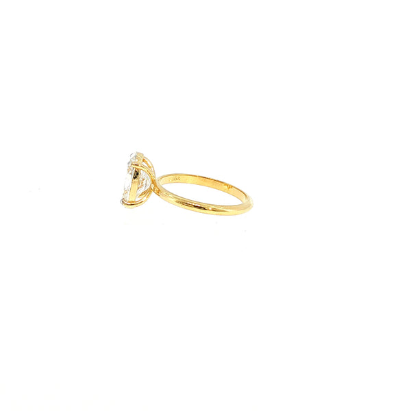 18K YG  Oval Lab Grown Diamond Ring.