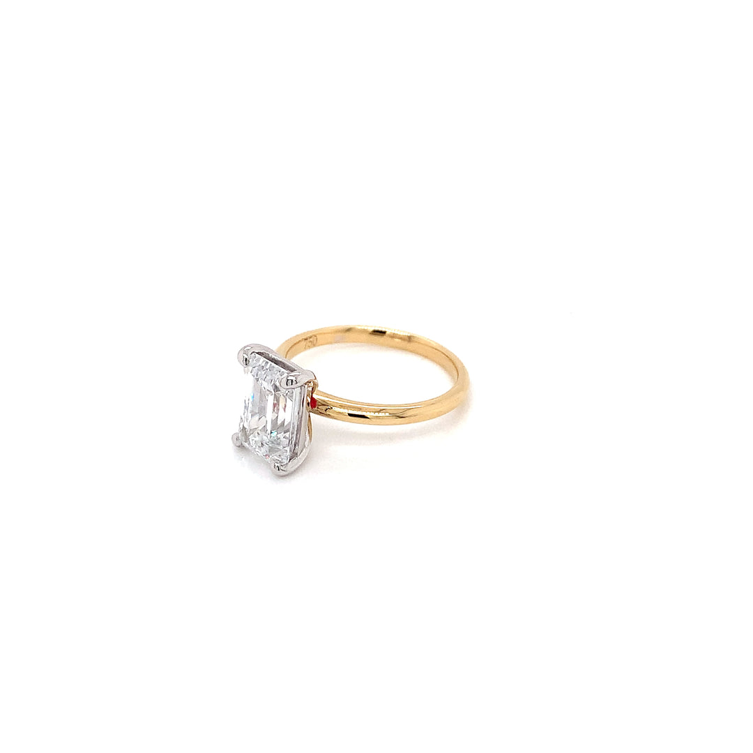 18K WYG LAb Grown Emerald Shape Diamond Ring-1pc