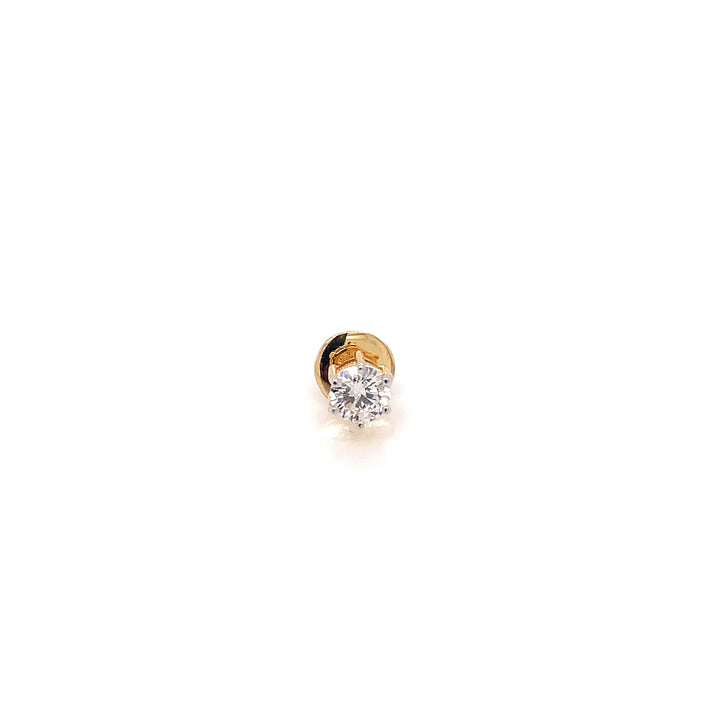 18K YG Lab Grown Solitaire Diamond Stud Earring-1pc
