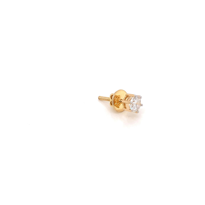 18K YG Lab Grown Solitaire Diamond Stud Earring-1pc