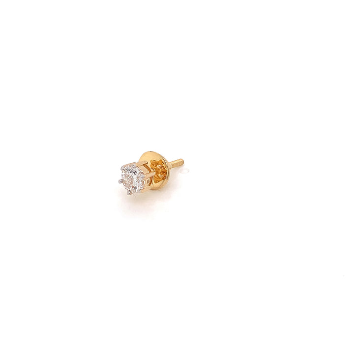 18K YG Lab Grown Solitaire Diamond Stud Earring-1pc