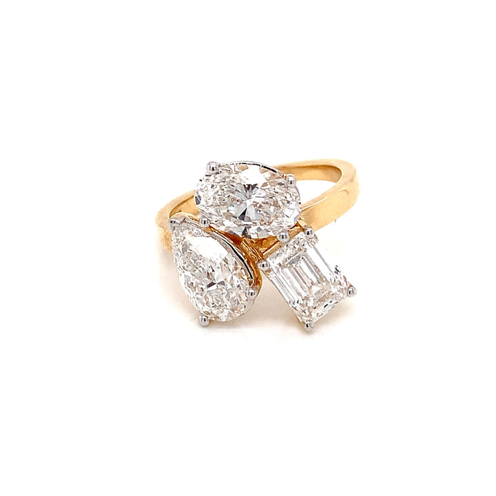 18K YG LAB Grown Diamond Cluster Ring-1pc