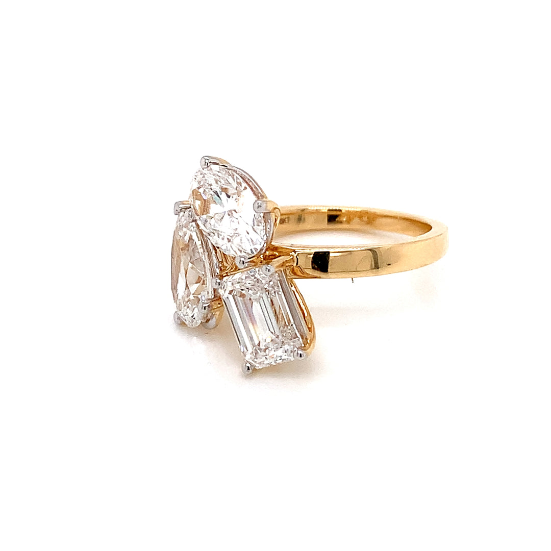 18K YG LAB Grown Diamond Cluster Ring-1pc
