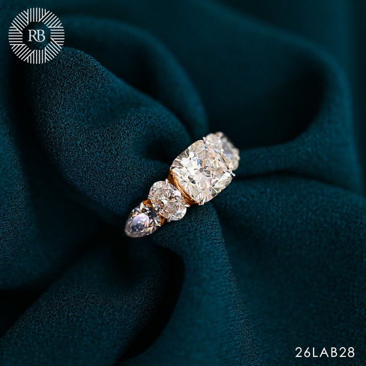 18K YG LAB Grown Diamond Cluster Ring-1pc
