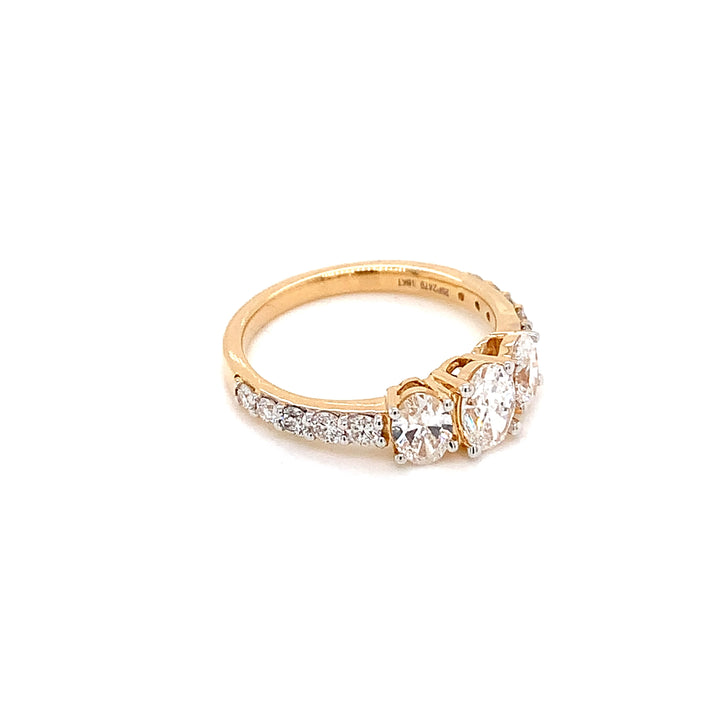18K YG LAB Grown Diamond Cluster Ring-1pc